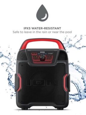 Red & Black Portable Bluetooth Speaker with IPX5 Water Resistance